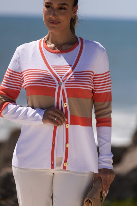 Knitted cardigan with stripe pattern Knitted cardigan with stripe pattern