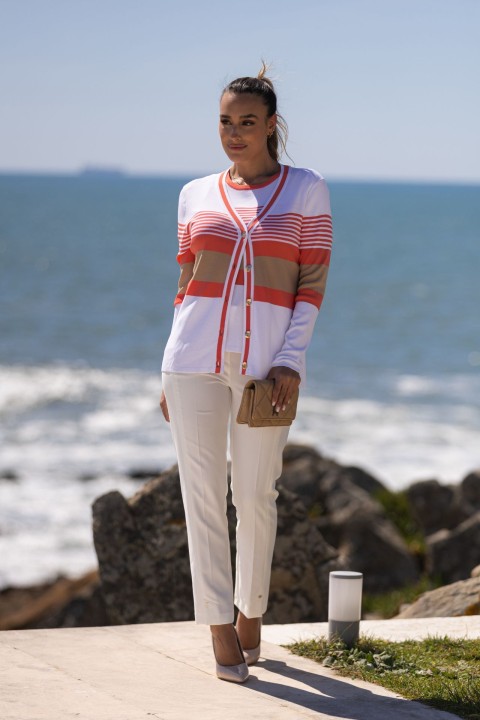 Knitted cardigan with stripe pattern Knitted cardigan with stripe pattern