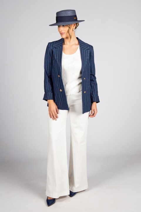 Twill trousers with flare cut