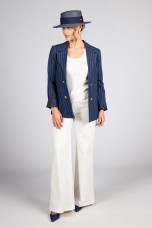 Twill trousers with flare cut