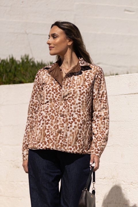 Reversible animal-print parka