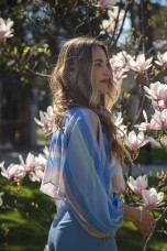 Blouse with cape-effect sleeves