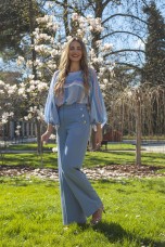 Blouse with cape-effect sleeves