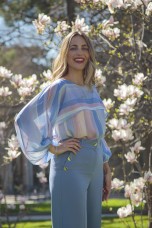 Blouse with cape-effect sleeves