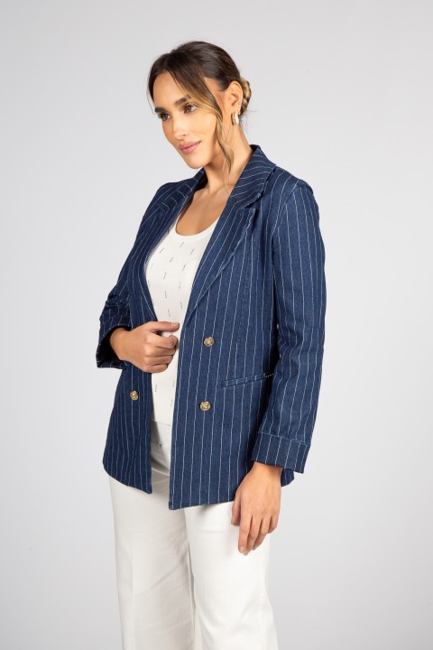 Denim blazer with pinstripes Denim blazer with pinstripes