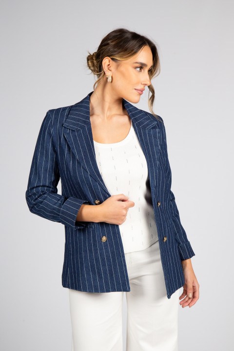 Denim blazer with pinstripes Denim blazer with pinstripes