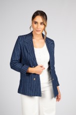 Denim blazer with pinstripes