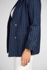 Denim blazer with pinstripes