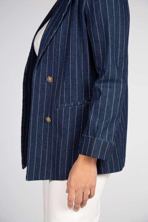 Denim blazer with pinstripes Denim blazer with pinstripes