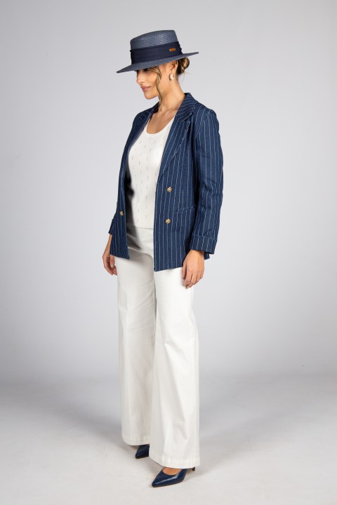 Denim blazer with pinstripes Denim blazer with pinstripes