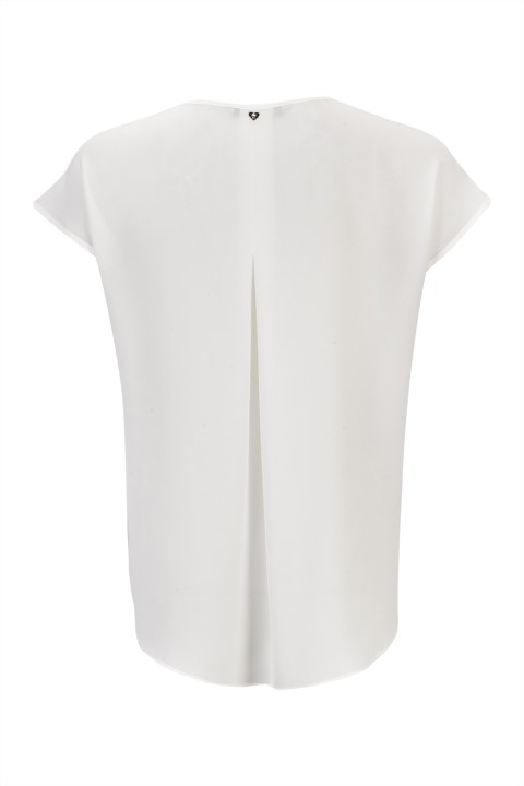 Blouse with bias-cut ruffle Blouse with bias-cut ruffle