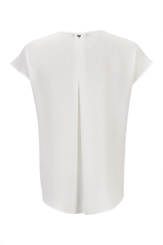 Blouse with bias-cut ruffle