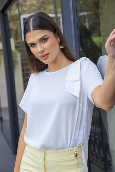 Blouse with shoulder bow