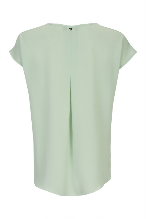Blouse with bias-cut ruffle