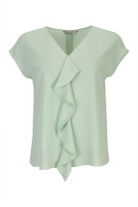 Blouse with bias-cut ruffle