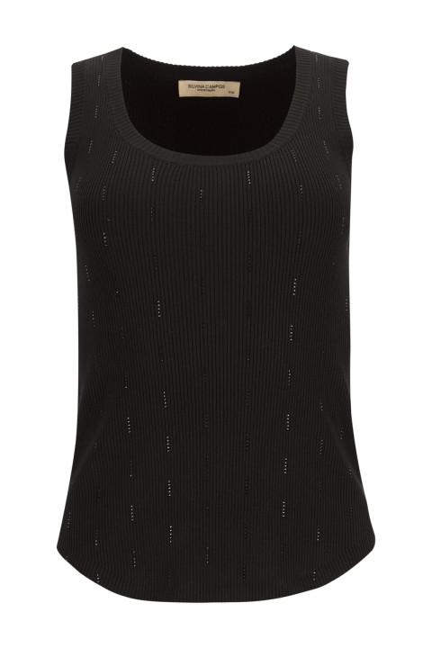 Ribbed knit top with embellishments