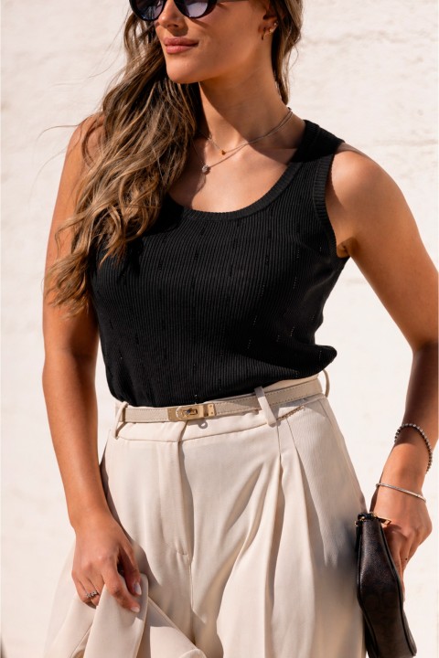 Ribbed knit top with embellishments