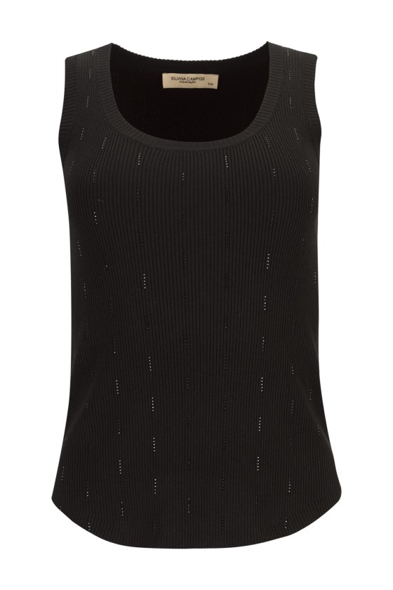 Ribbed knit top with embellishments