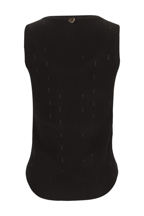 Ribbed knit top with embellishments