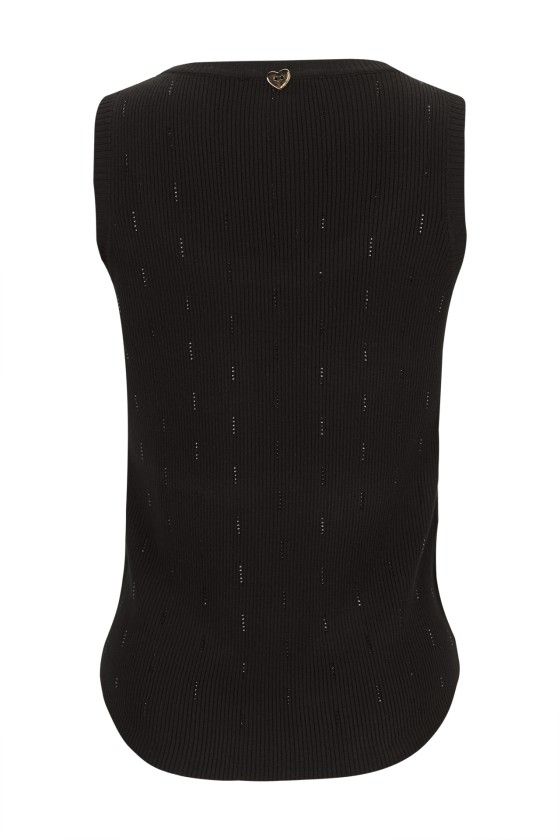 Ribbed knit top with embellishments