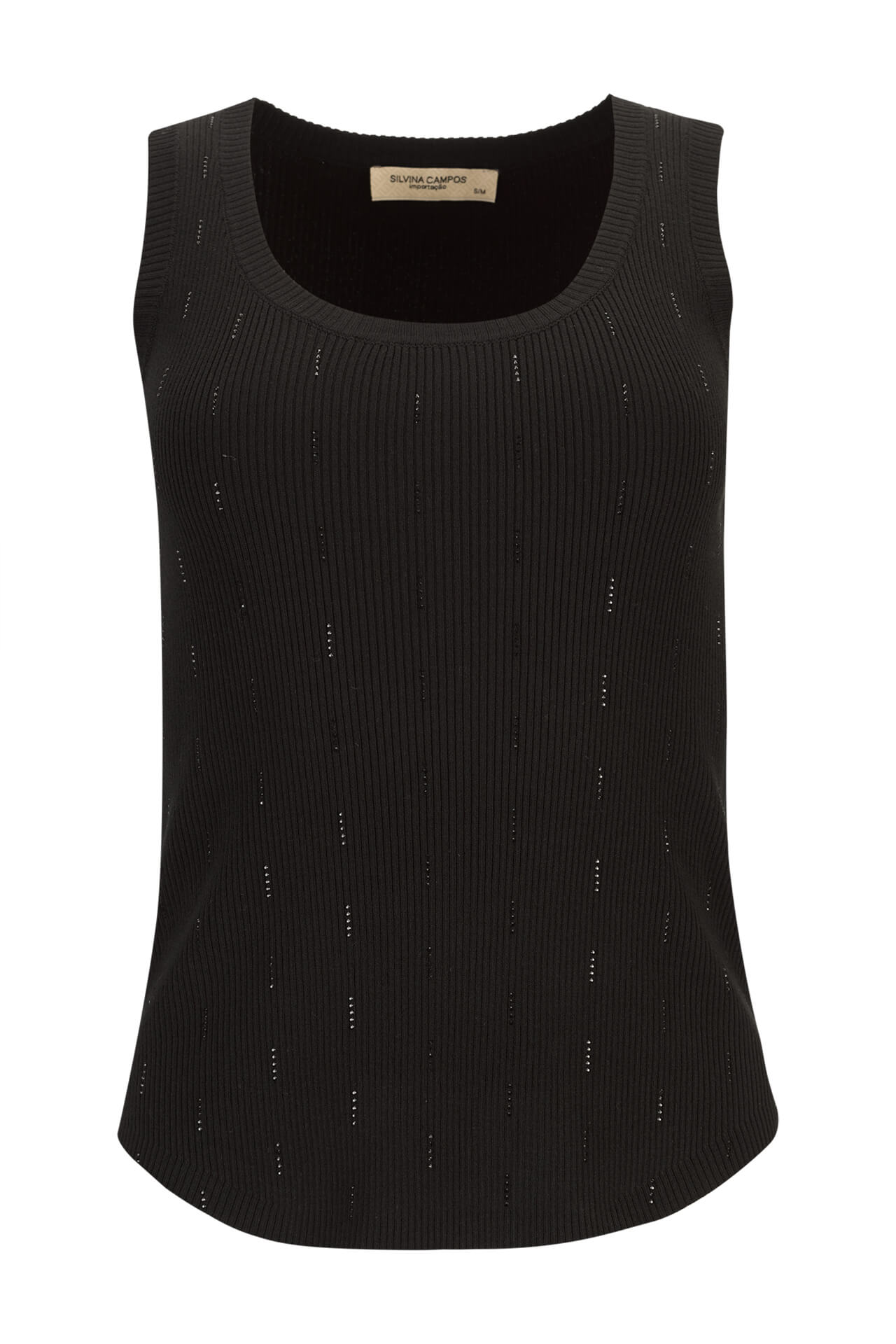 Ribbed knit top with embellishments