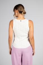 Ribbed knit top with embellishments