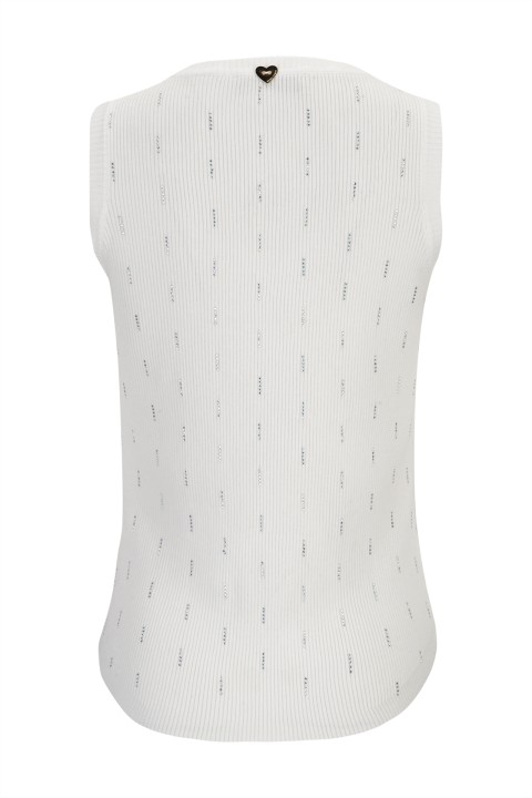 Ribbed knit top with embellishments
