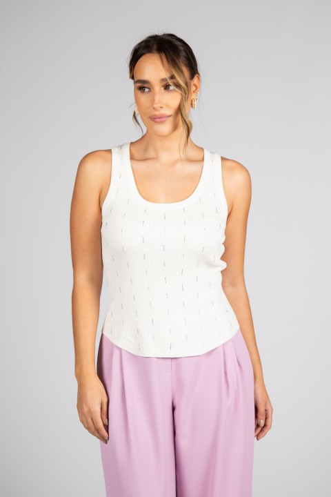 Ribbed knit top with embellishments