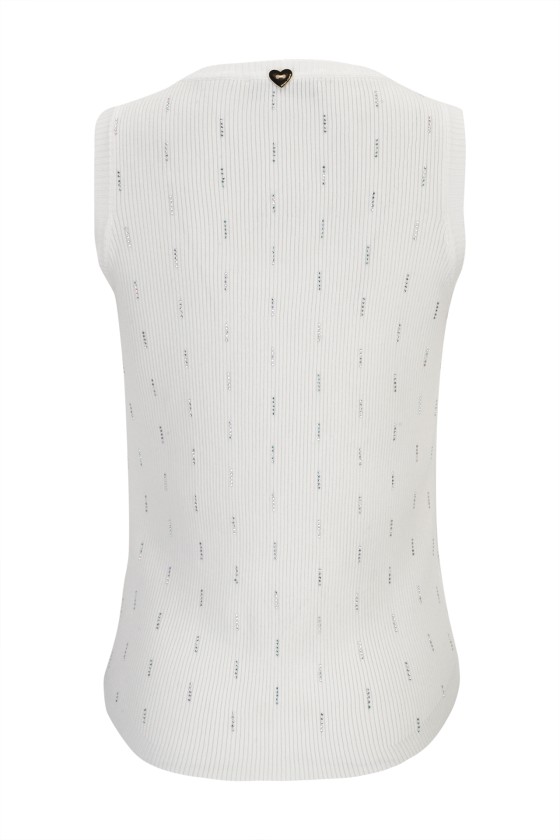 Ribbed knit top with embellishments