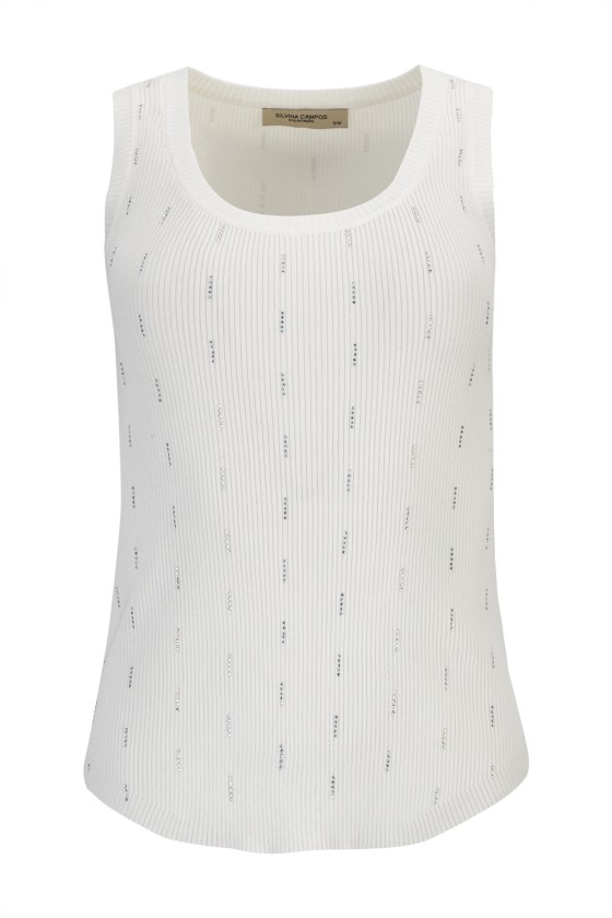 Ribbed knit top with embellishments