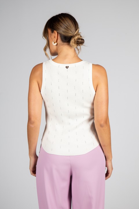 Ribbed knit top with embellishments