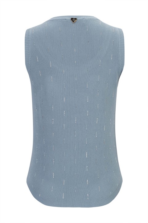 Ribbed knit top with embellishments