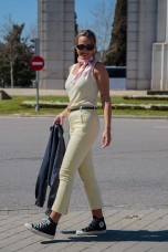 Ribbed knit top with embellishments