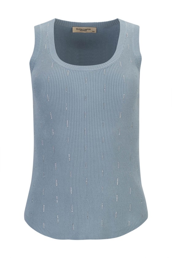 Ribbed knit top with embellishments