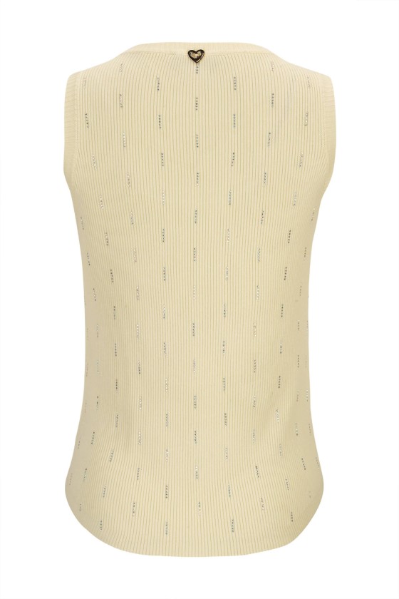 Ribbed knit top with embellishments