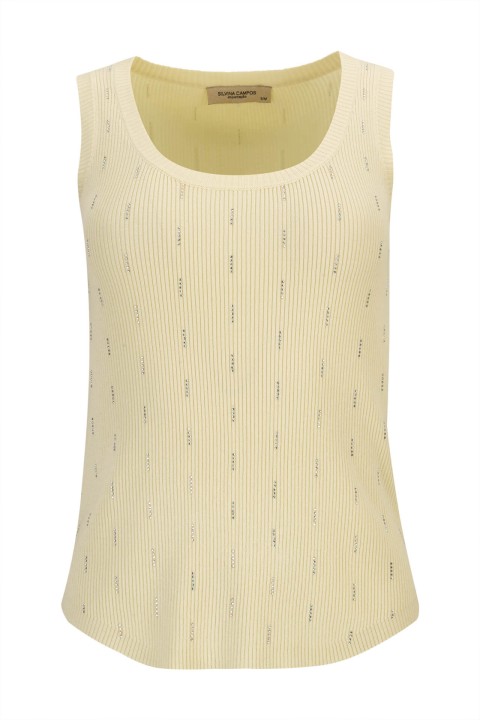 Ribbed knit top with embellishments