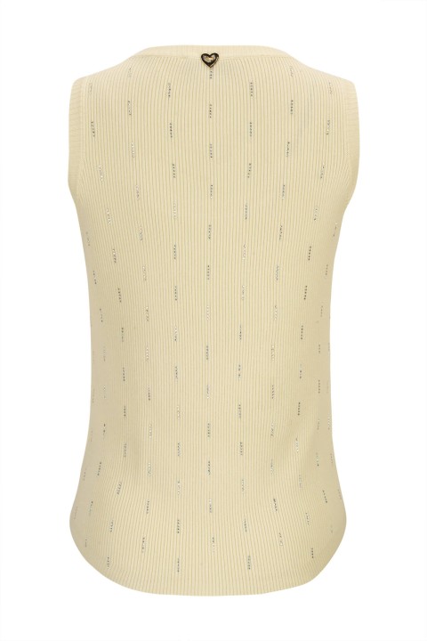 Ribbed knit top with embellishments