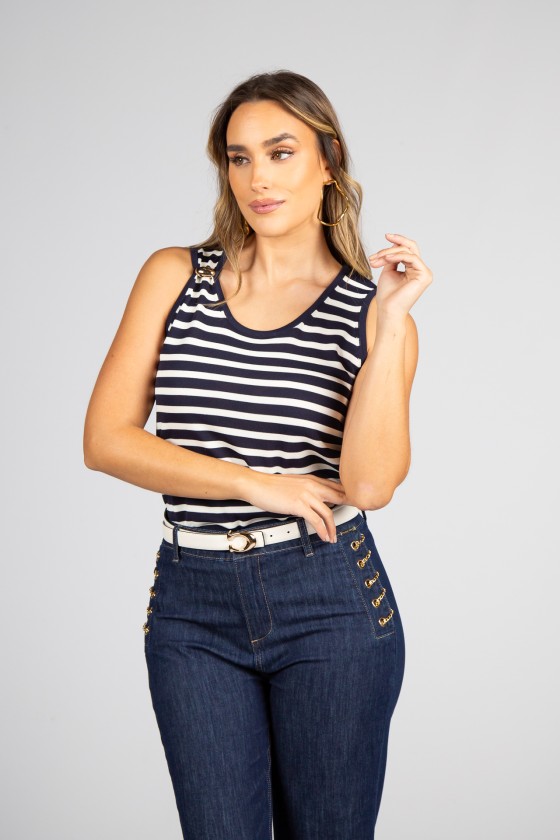 Sleeveless striped top