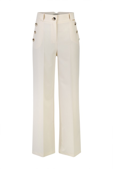 Trousers with silver buttons