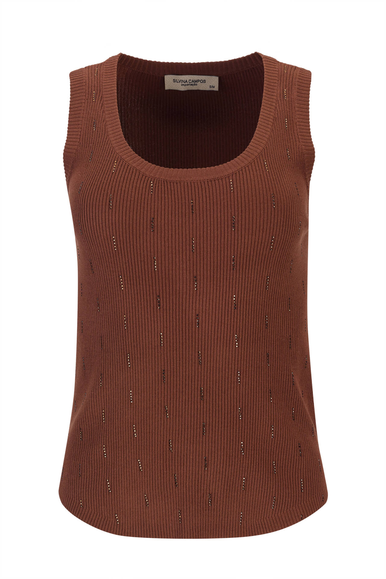 Ribbed knit top with embellishments