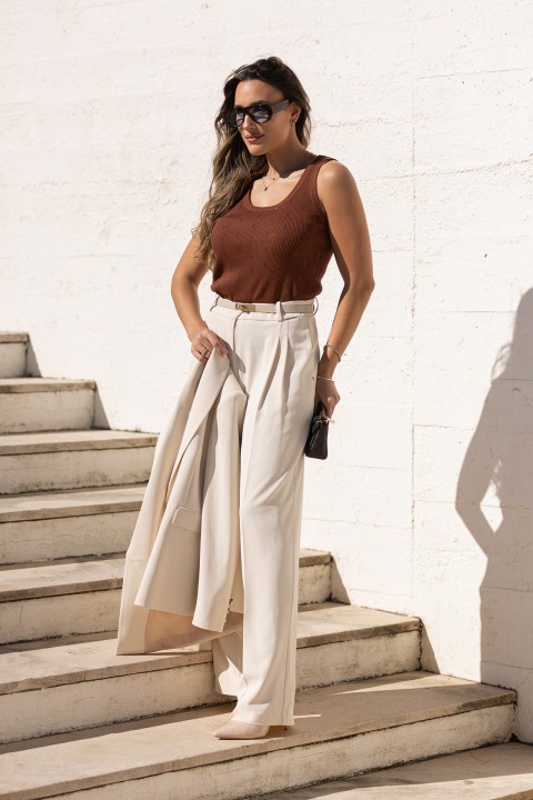 Ribbed knit top with embellishments