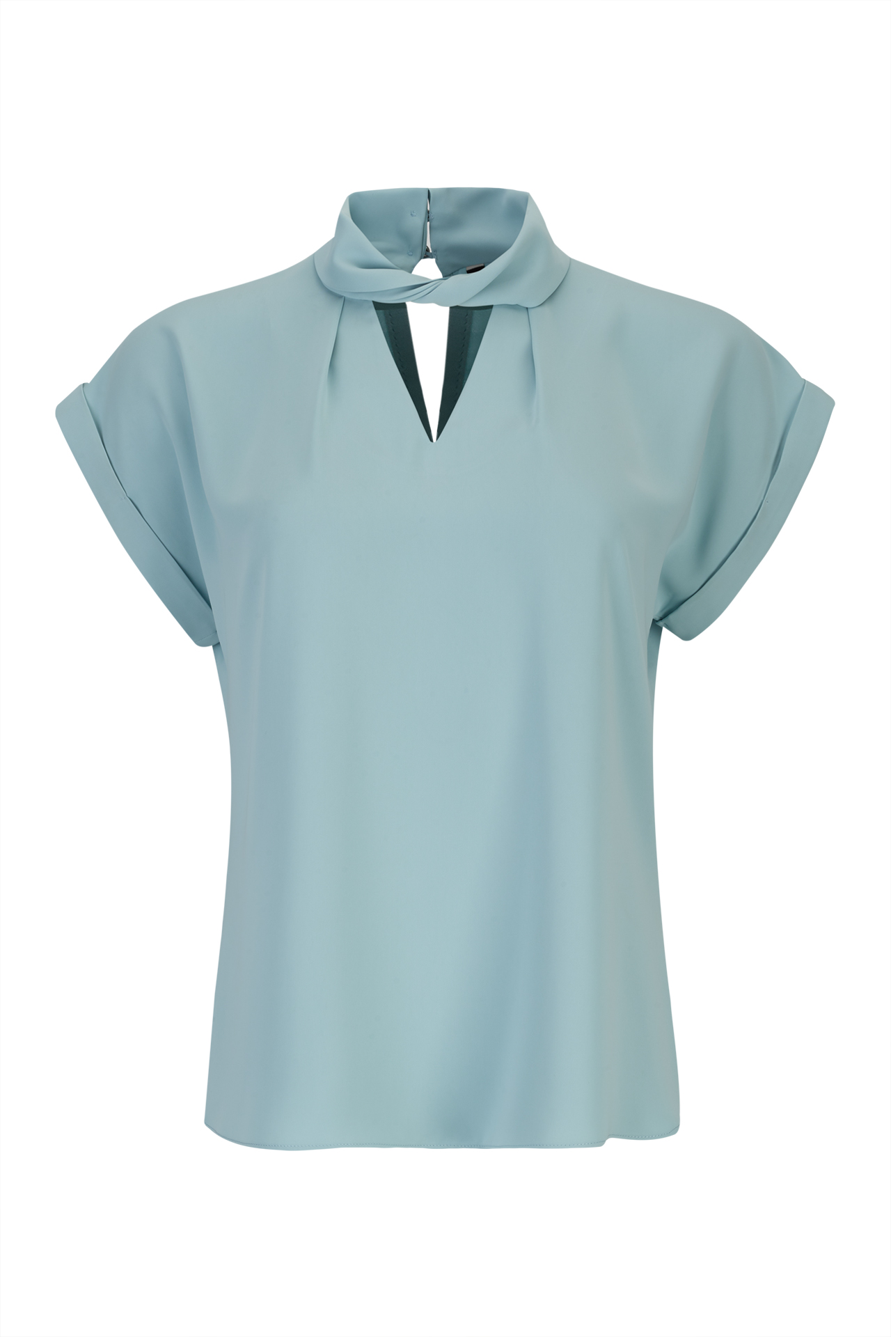 Blouse with a twisted collar