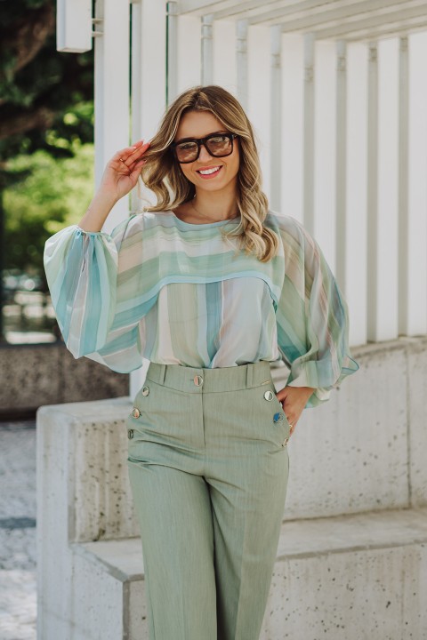 Blouse with cape-effect sleeves Blouse with cape-effect sleeves