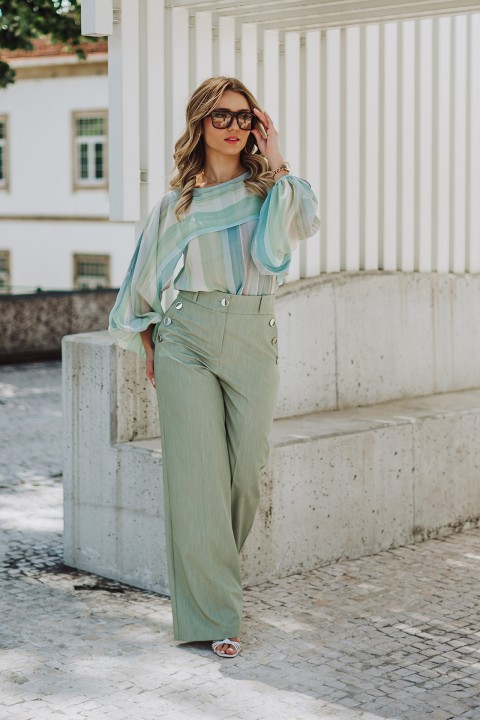 Blouse with cape-effect sleeves Blouse with cape-effect sleeves