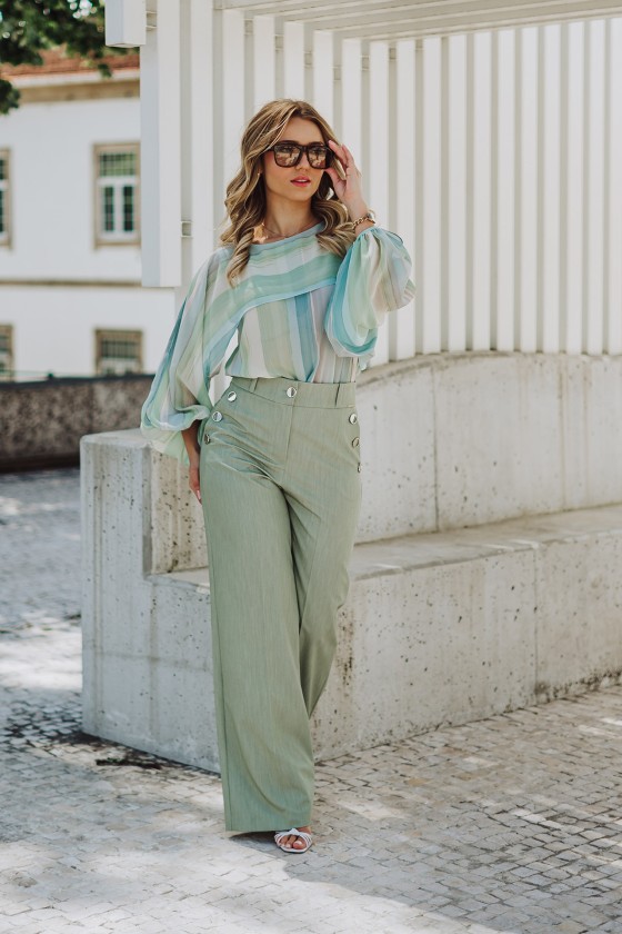 Blouse with cape-effect sleeves