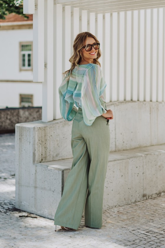 Blouse with cape-effect sleeves