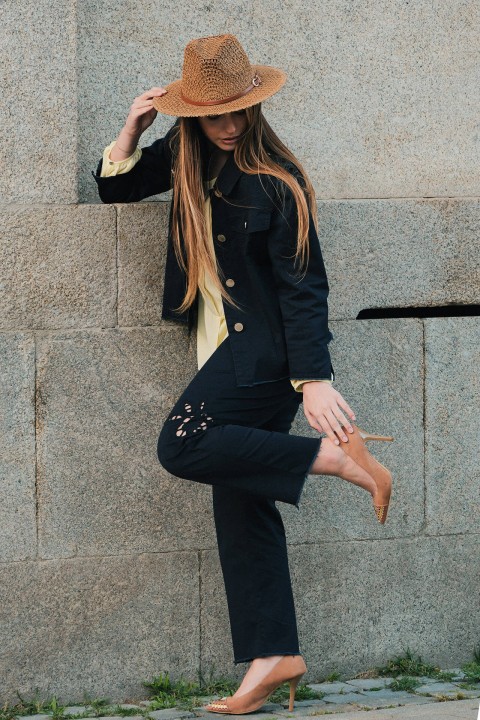 Embroidered denim trousers Embroidered denim trousers