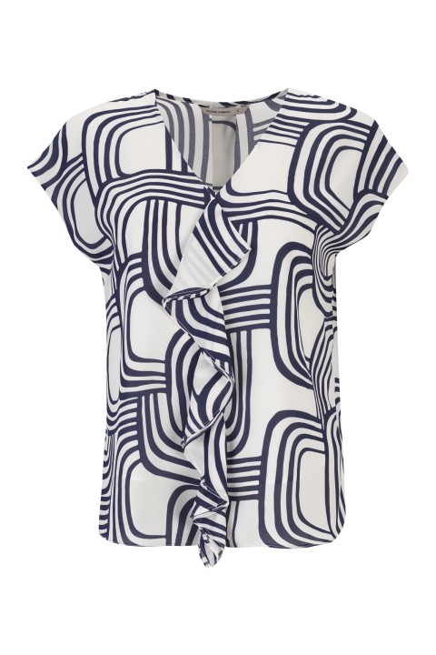 Blouse with bias-cut ruffle