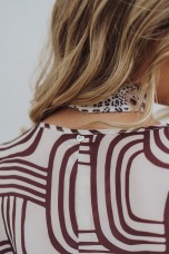 Printed blouse with bias-cut ruffle