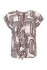 Printed blouse with bias-cut ruffle